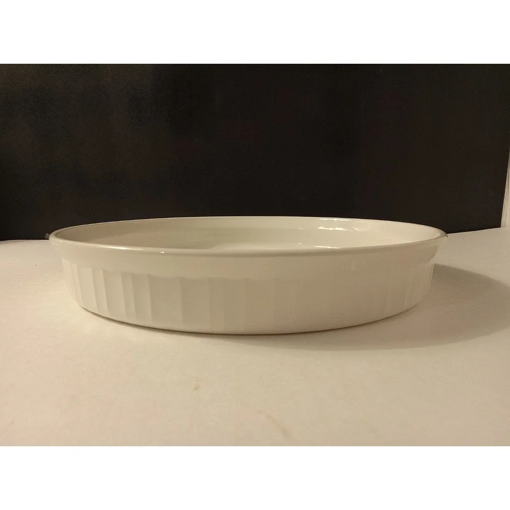Corning Ware French White  Pyroceram Glass Quiche Dish F-3-B  9 1/2